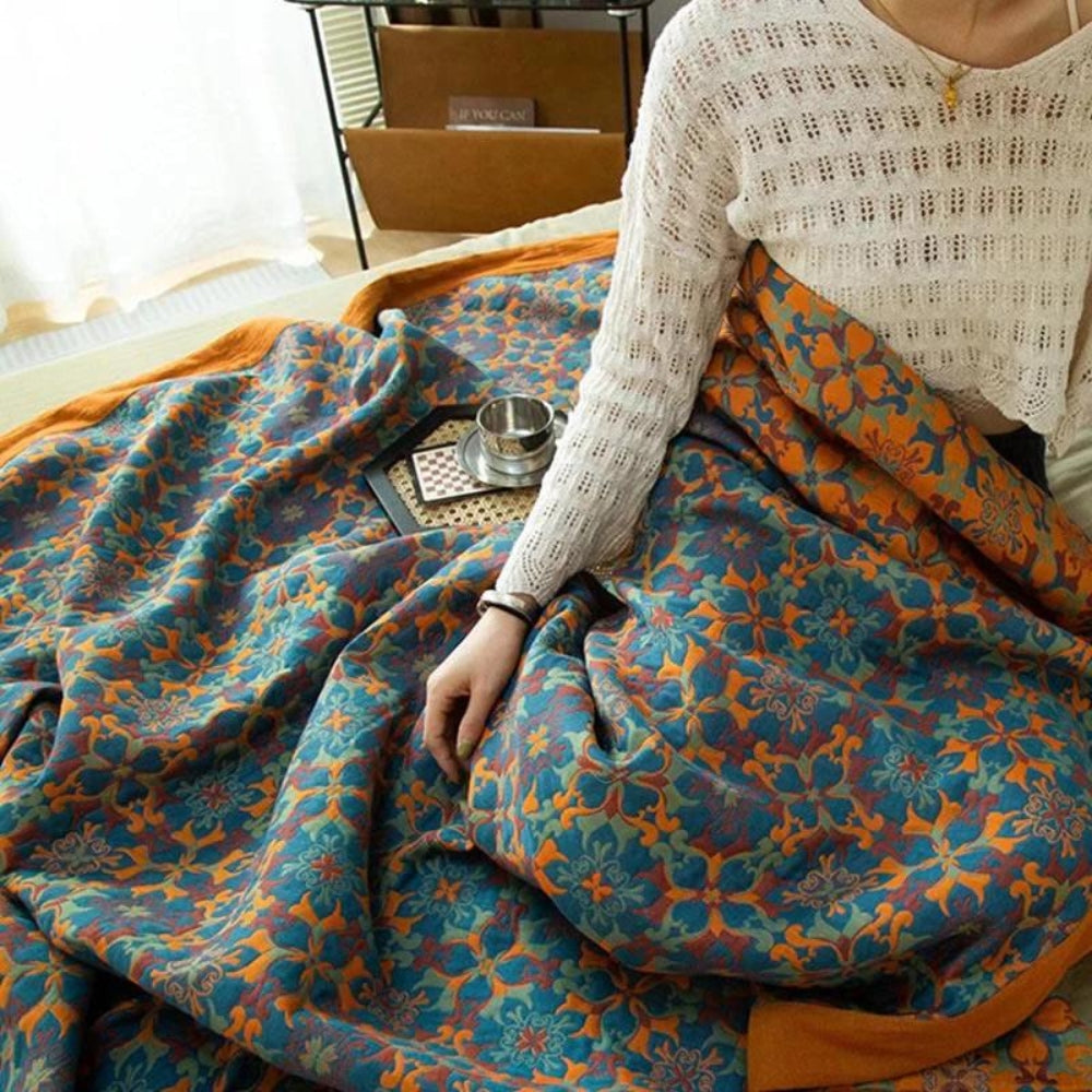 CitrusCozy | Six Layer Cotton Blanket Citrus Sunrise