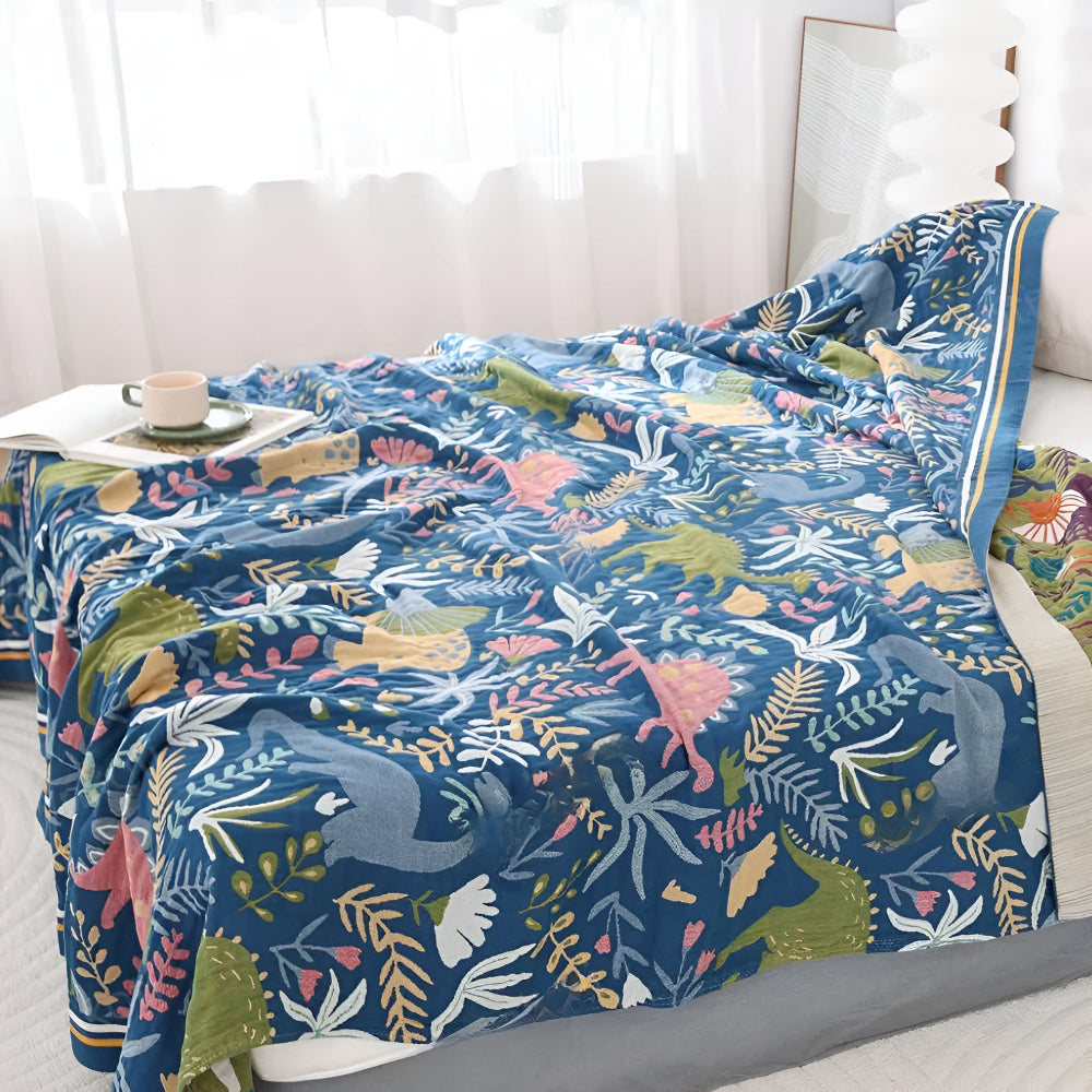DinoDream | Dinosaur Forest Cotton Blanket For Kids