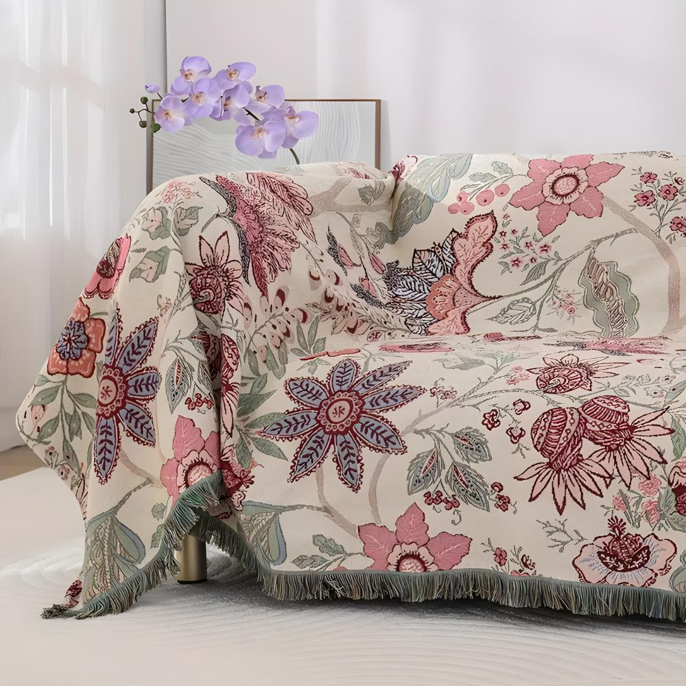 BlossomWeave | Flora Tassel Throw Blanket