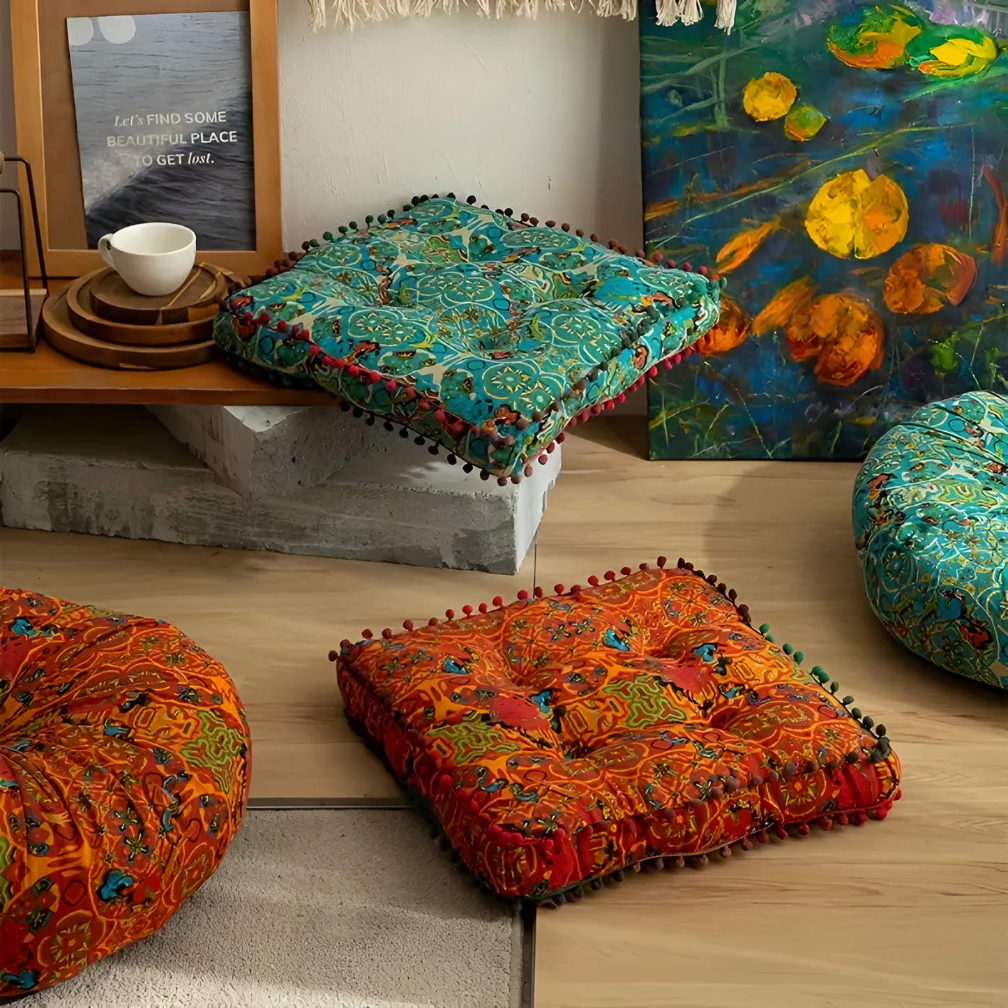 BohoNest | Bohemian Embroidered Floor Cushion