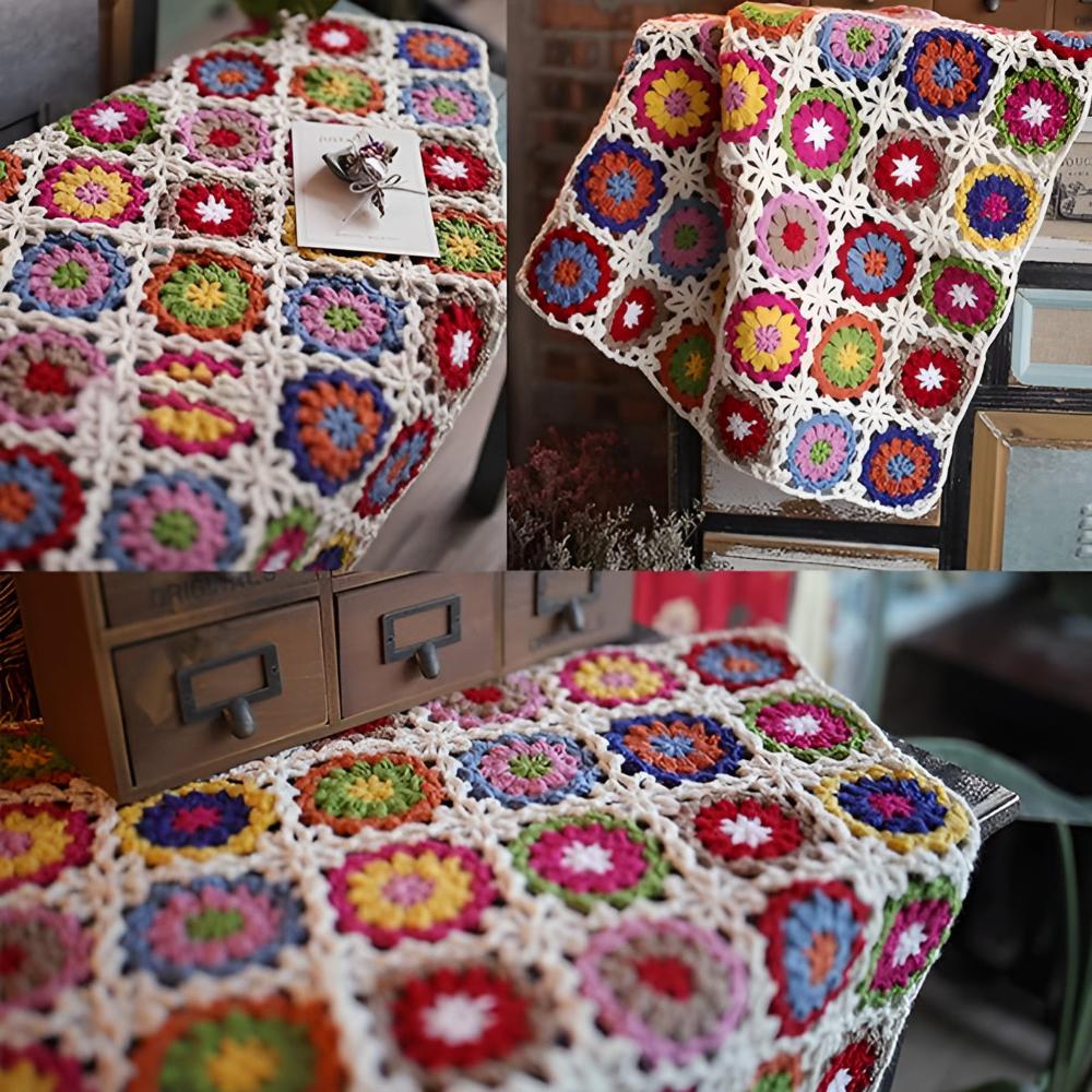 BloomingCraft | Crochet Flower Blanket For Home Decor