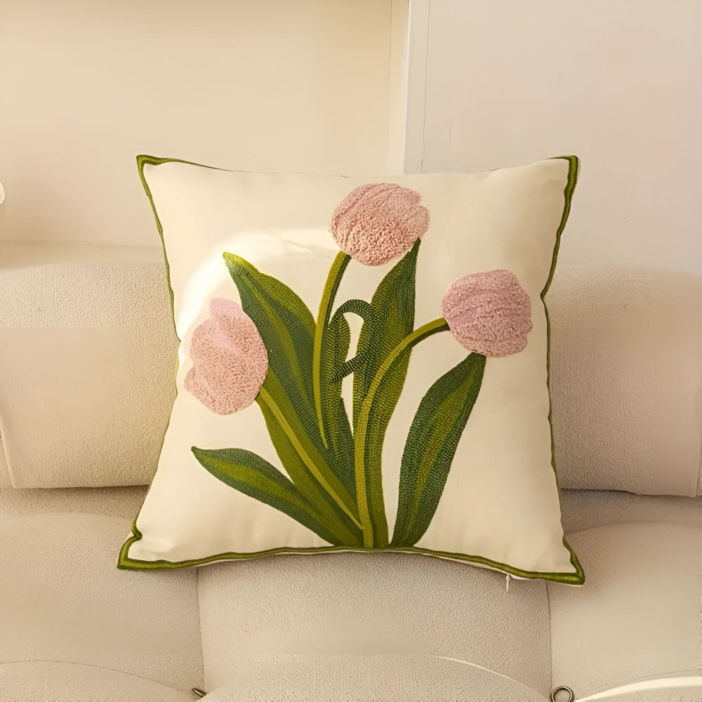 BloomingHome | Tulip Pattern Decorative Cushion Cover