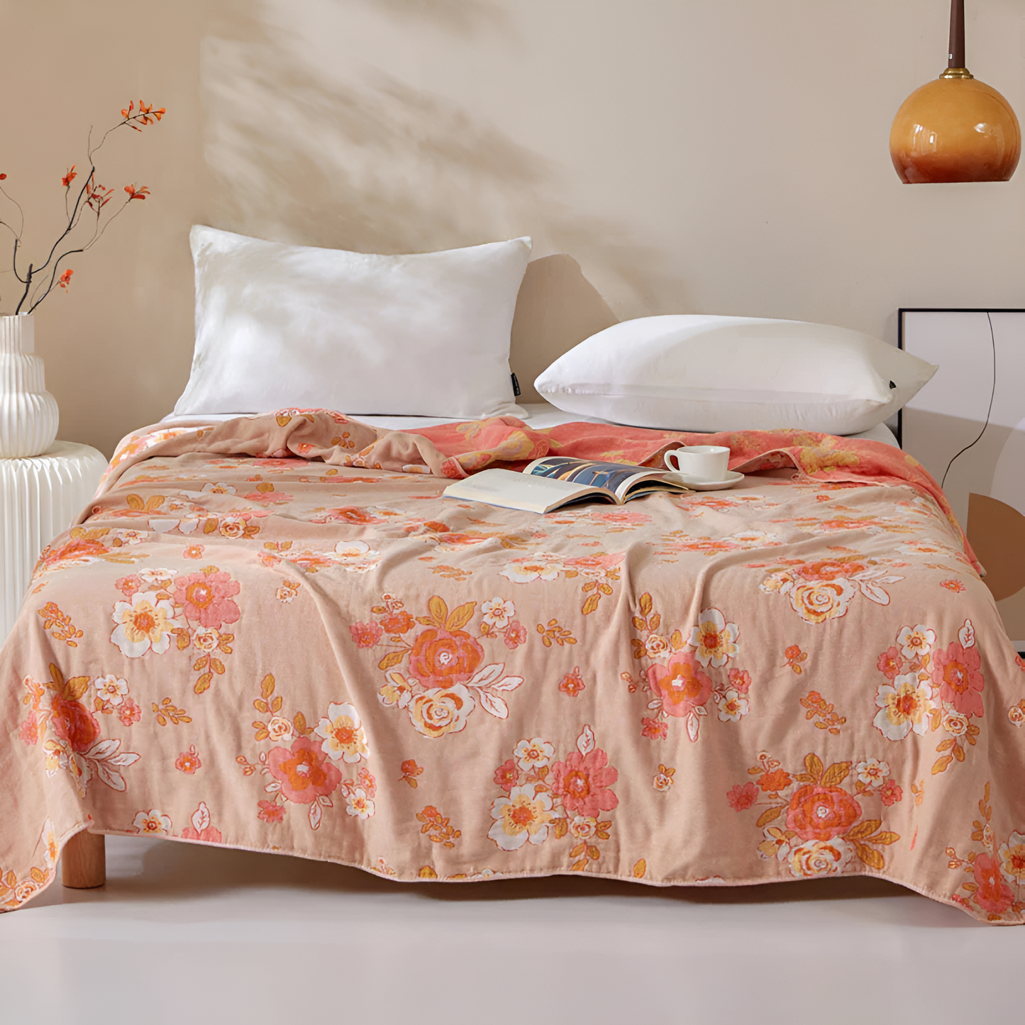 BlushNest | Cotton Gauze Floral Blanket