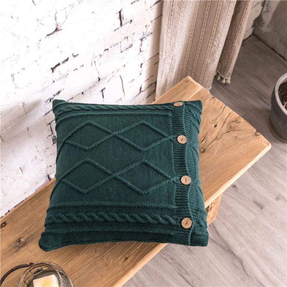 CozyNest | Button Closure Knit Cushion Cover