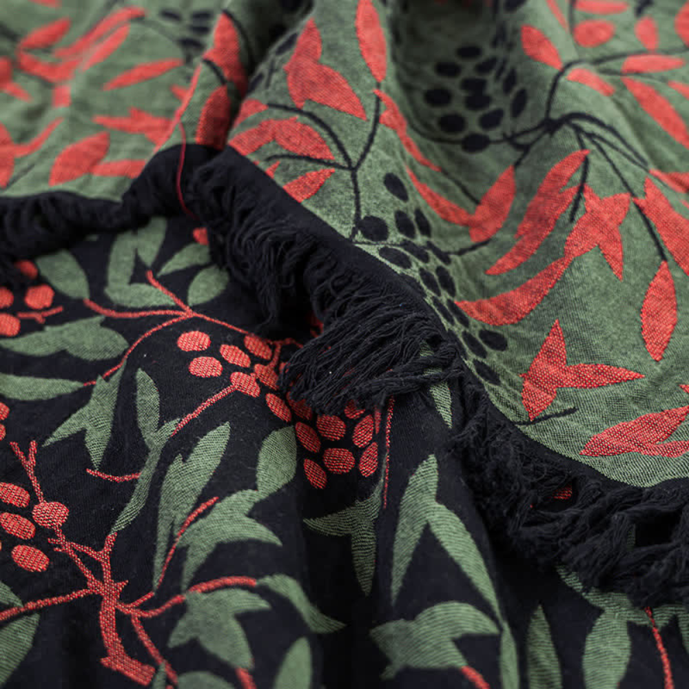 BegoniaCozy | Vibrant Begonia Fruit Tassel Blanket