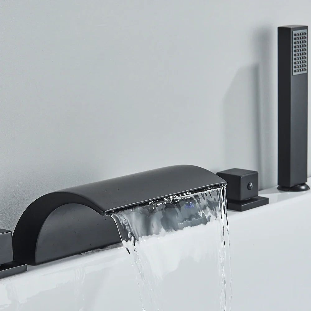 Arvani | Brass Waterfall Bathtub Faucet - Widespread Hot & Cold Mixer