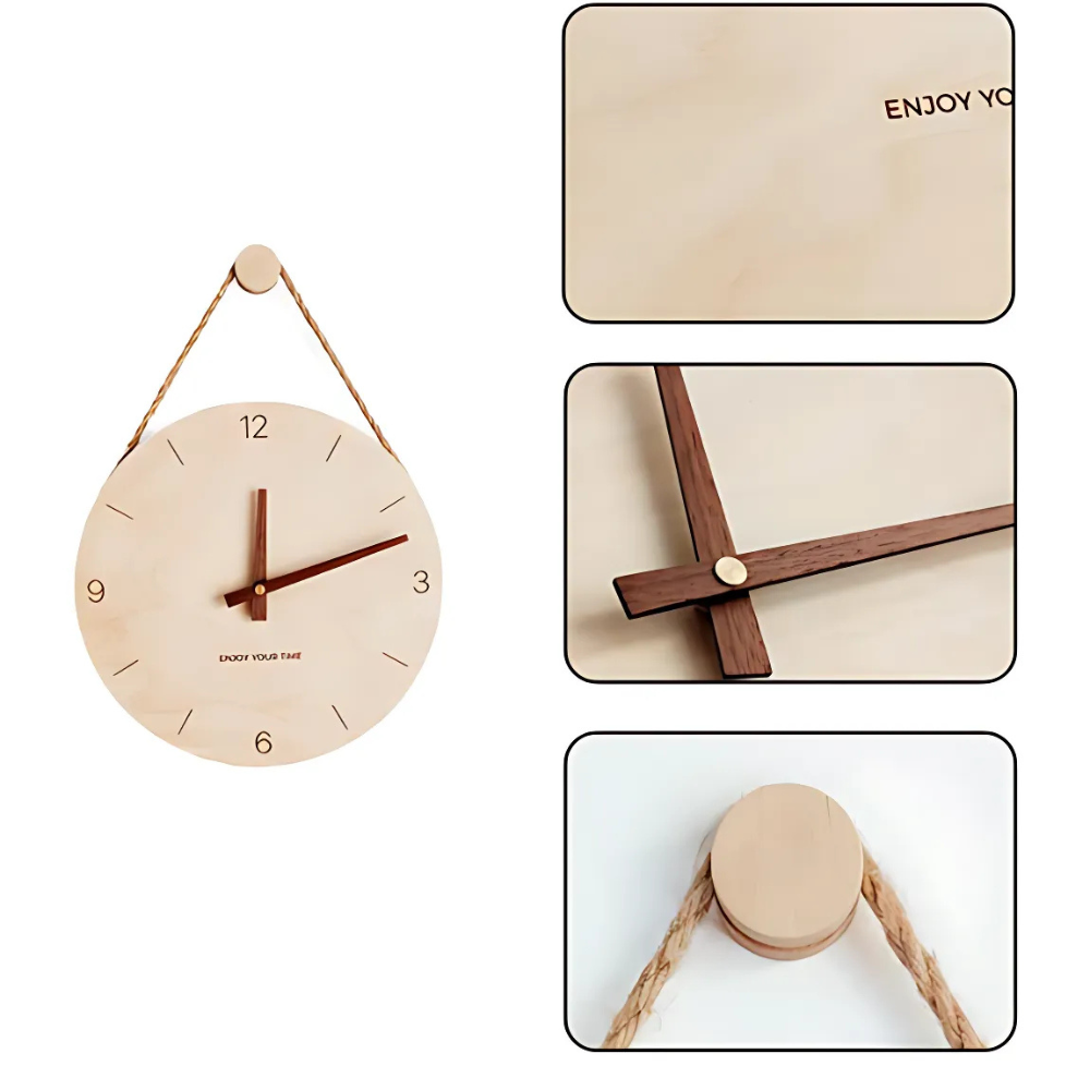 EcoTime | Minimalist Rope Wood Wall Clock
