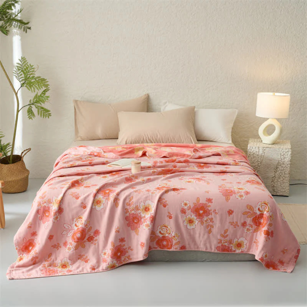 BlushNest | Cotton Gauze Floral Blanket