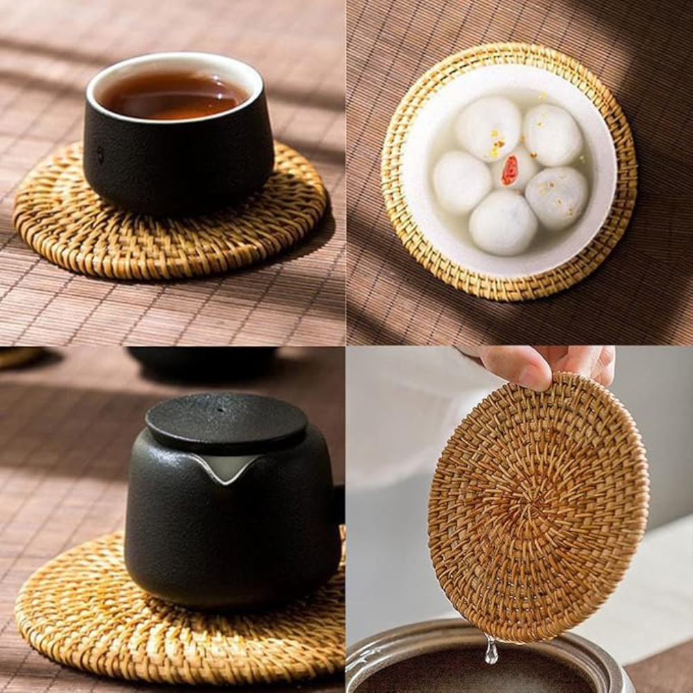 EcoWeave | Handmade Rattan Coaster Set of 6