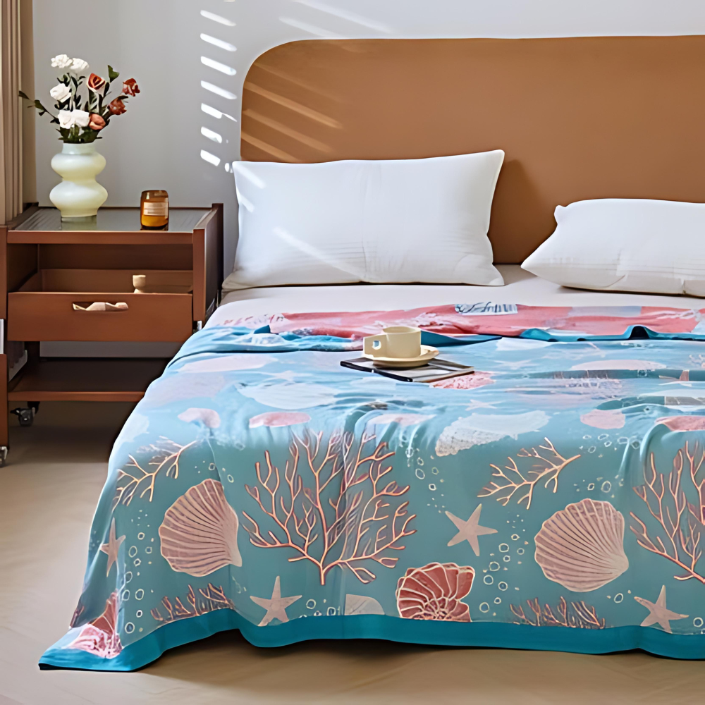 Coral Marine | Reversible Cooling Blanket For Summer