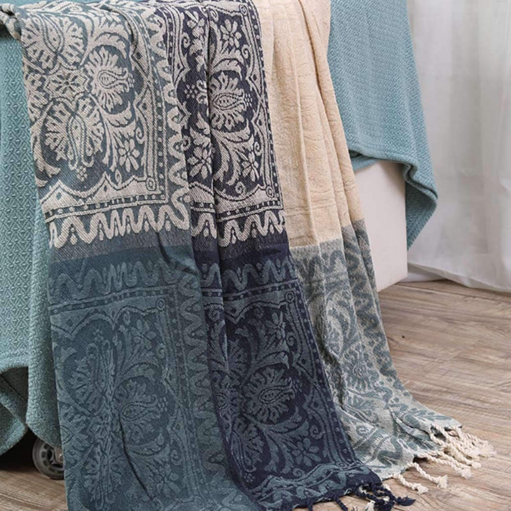 BohoCozy | Floral Tassel Knit Bohemian Blanket