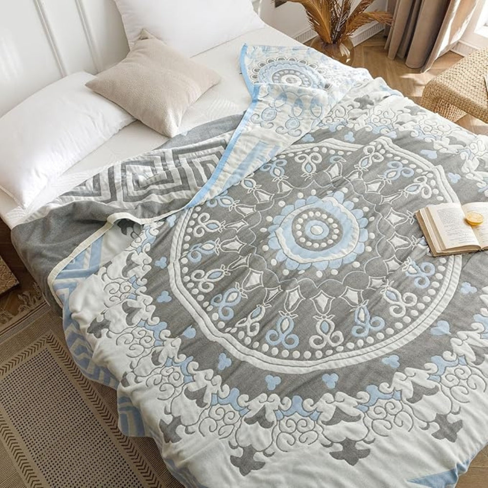 CozyWeave | Breathable Cotton Geometric Design Blanket