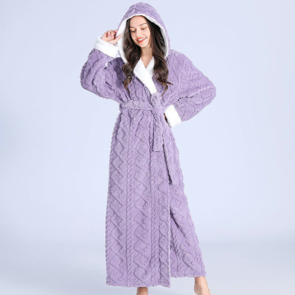 CozyWear | Plush Knitted Long Hooded Robe