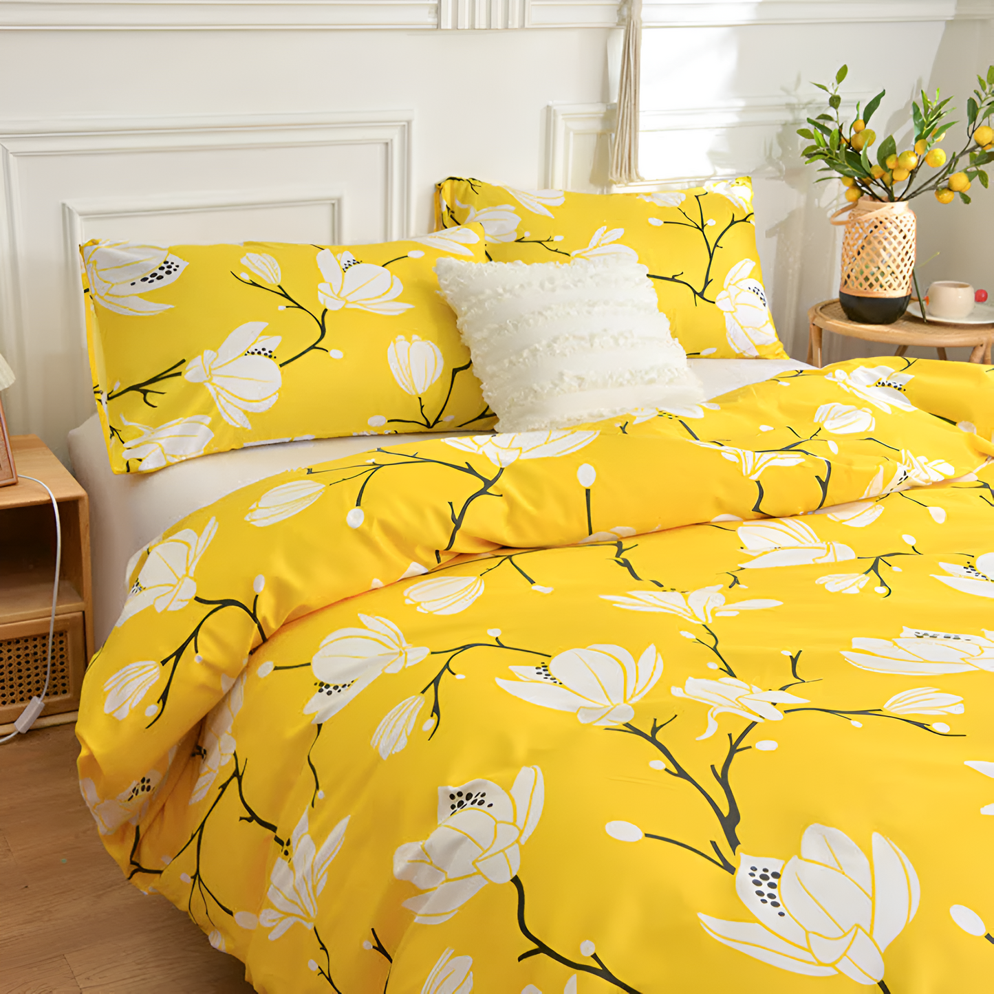 YellowBlossom | 3pcs Floral Duvet Cover Set