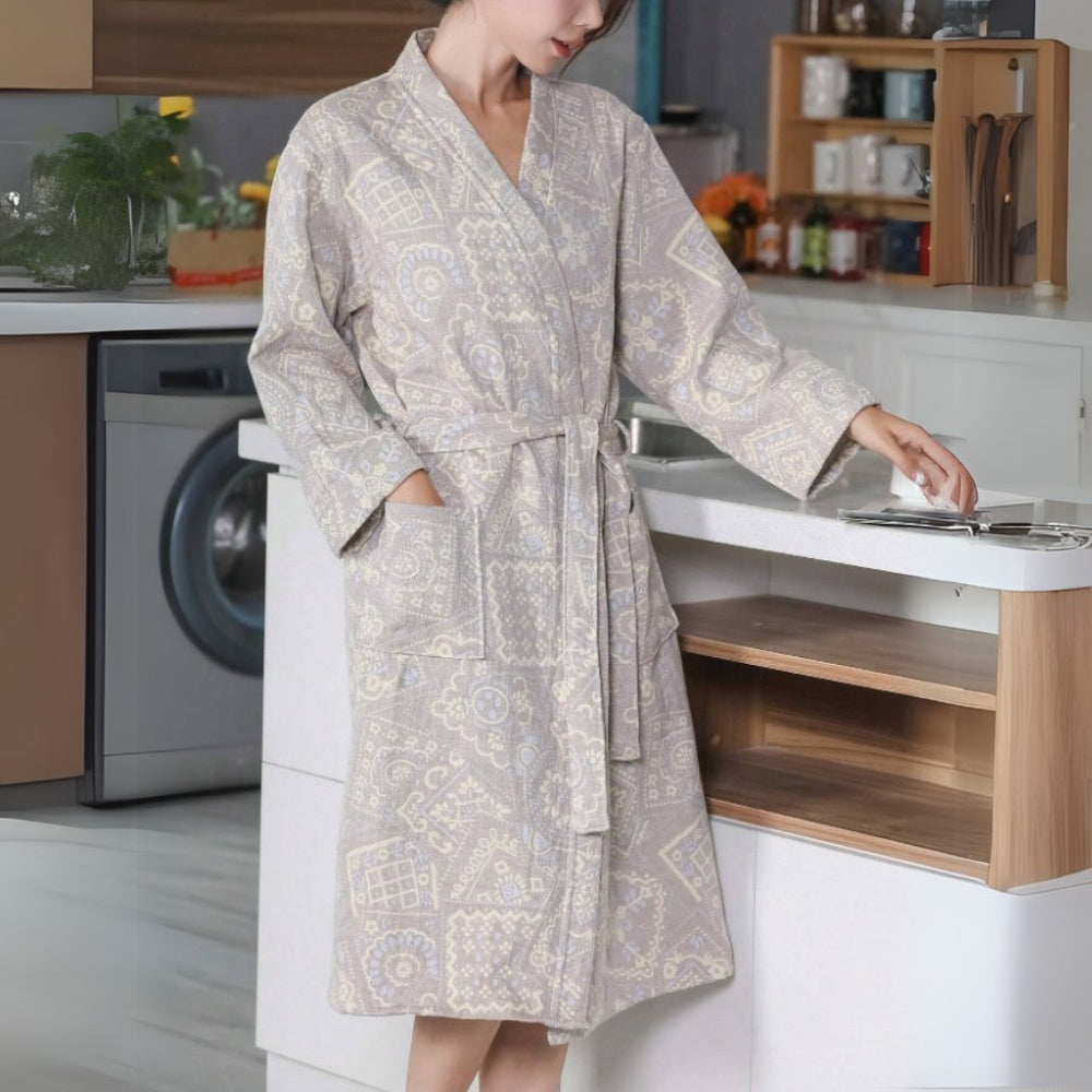 CozyLux | Plush Cotton Jacquard Bathrobe
