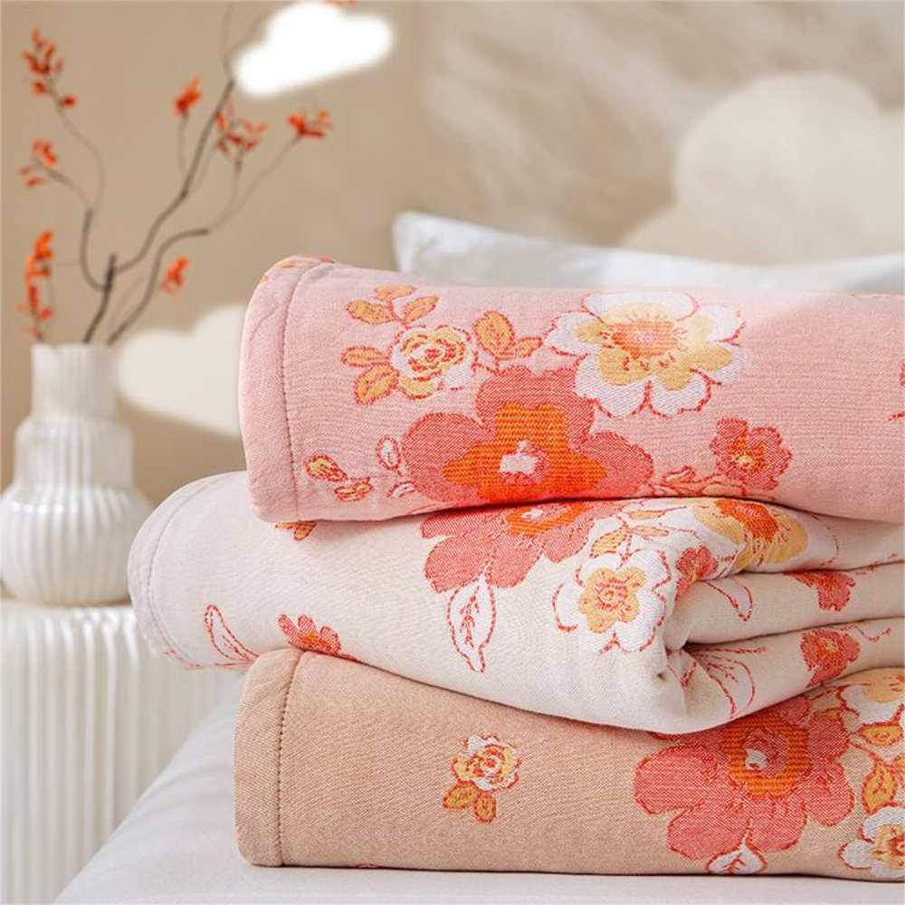 BlushNest | Cotton Gauze Floral Blanket
