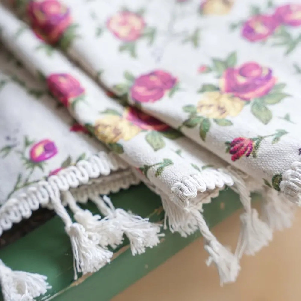 BlossomDrape | Floral Tasseled Soft Cotton Curtain