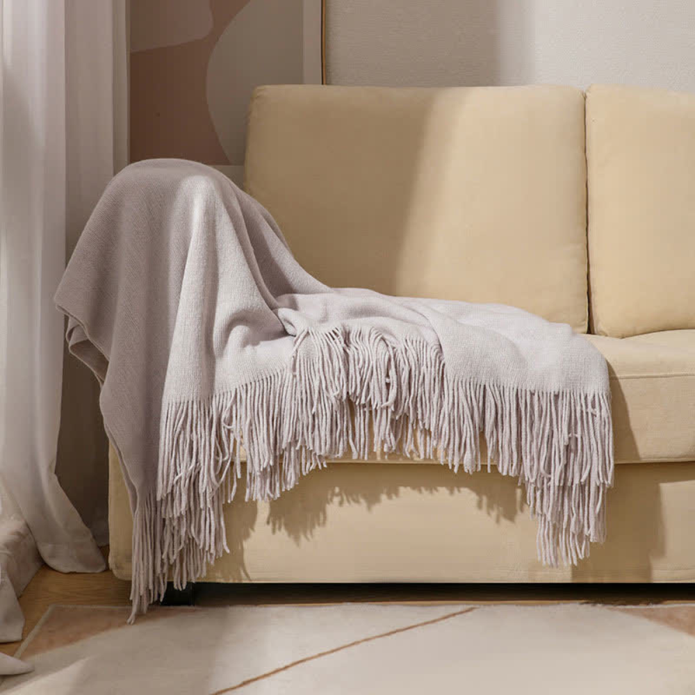 CozyWeave | Chunky Knit Tassel Throw Blanket