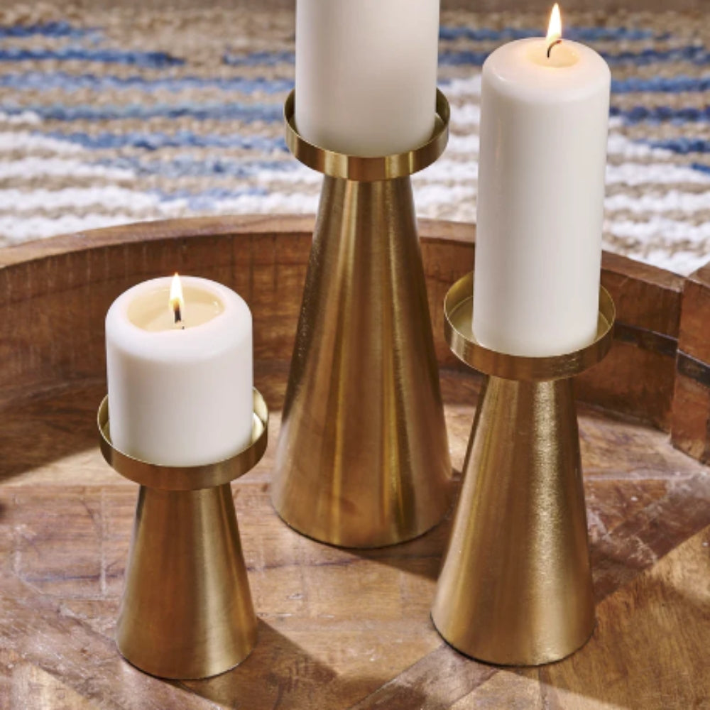 BrassGlow | Elegant Brass Candle Holders Set of 3