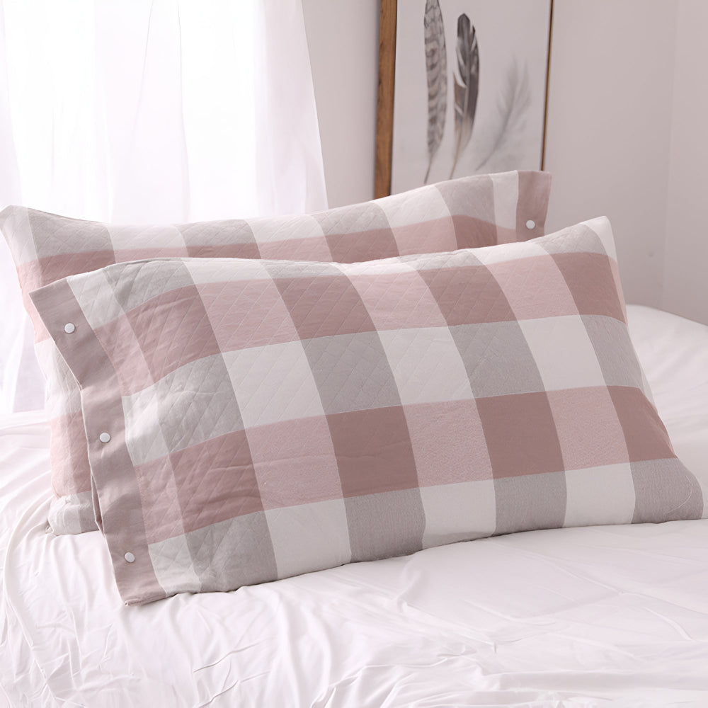CozyHome | Checked & Striped Cotton Pillowcase