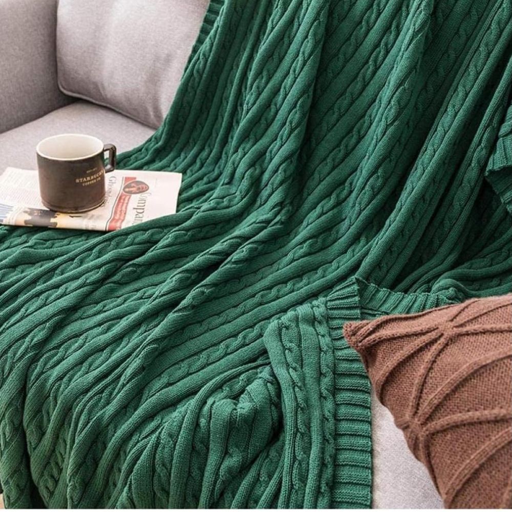 CozyWeave | Braid Knitted Cotton Throw Blanket