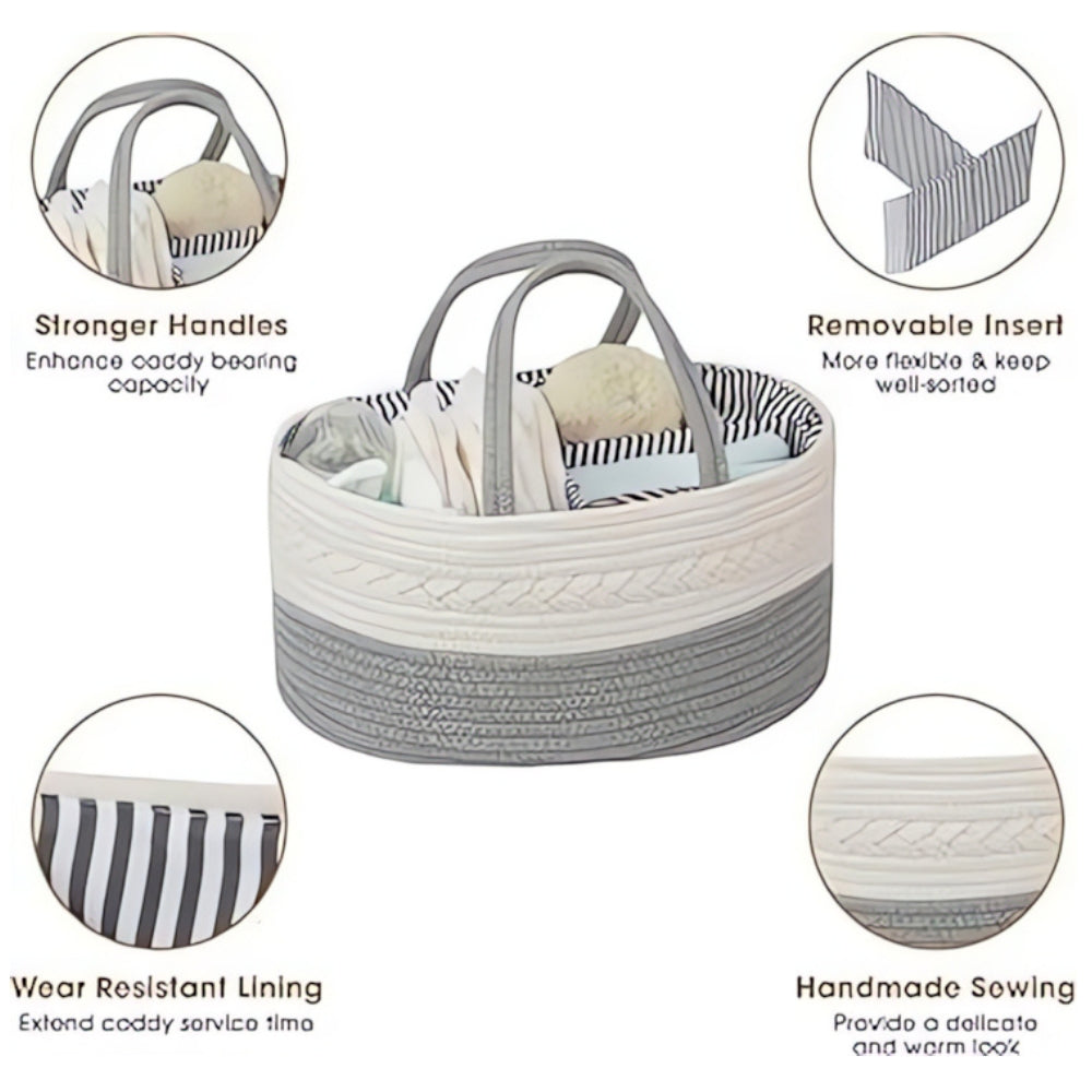 BraidedNest | Grey Baby Essentials Organizer