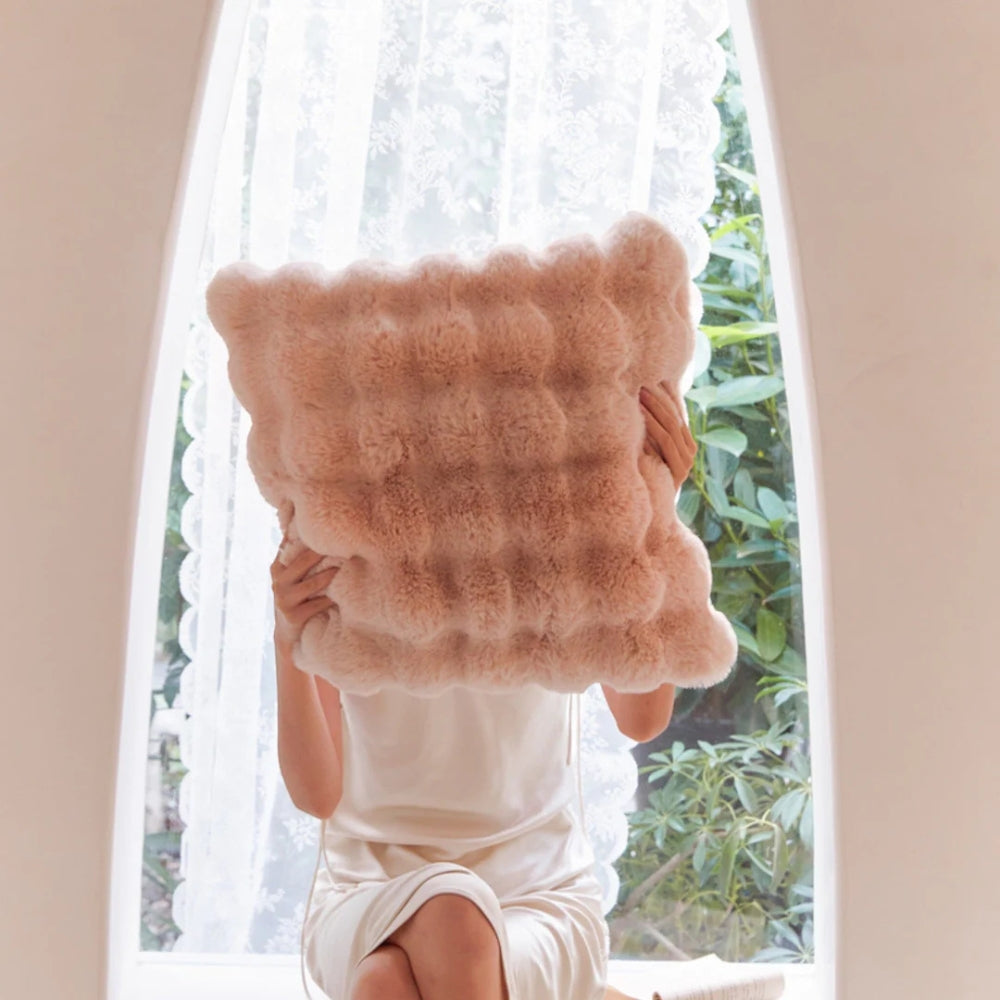 CozyNest | Rabbit Faux Fur Cushion Pillow