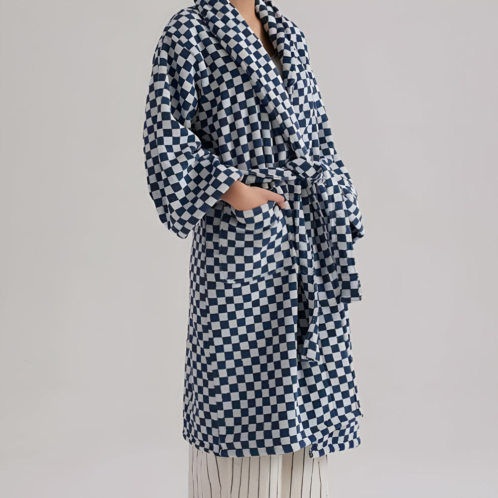Cloud Weave | Checkerboard Pattern Bathrobe