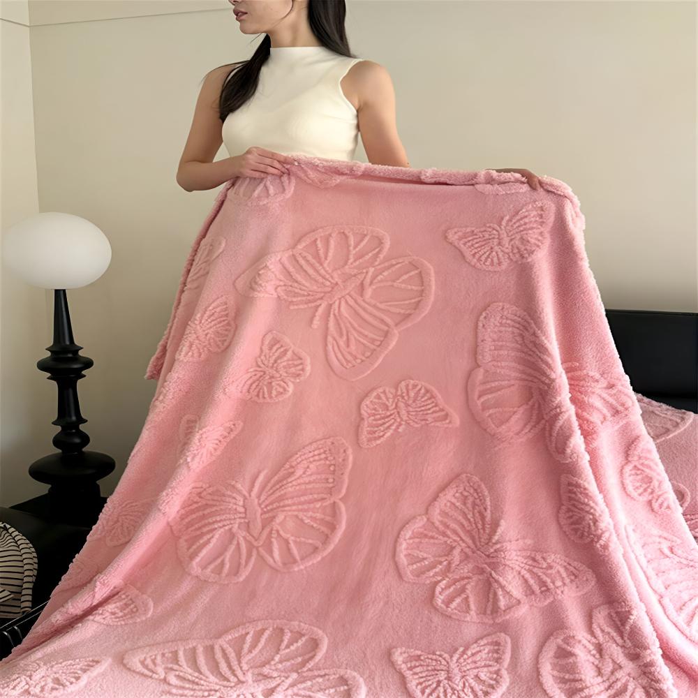CozyNest | Butterfly Jacquard Flannel Blanket