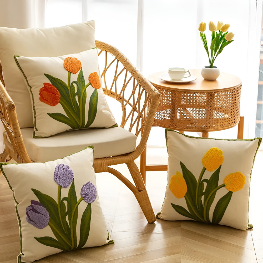 BloomingHome | Tulip Pattern Decorative Cushion Cover