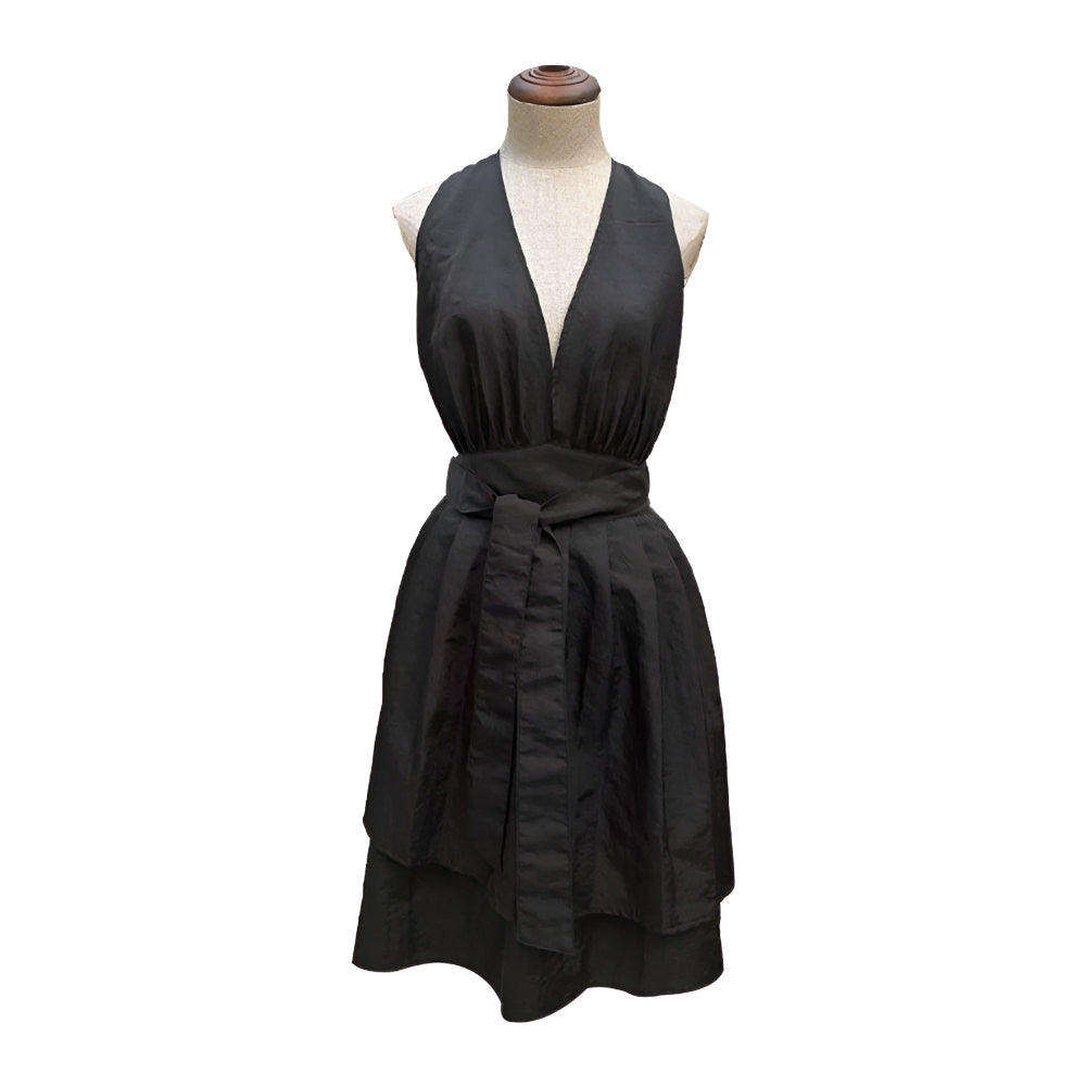 ChicCooks | V-Neck Halter Black Tie-Back Apron