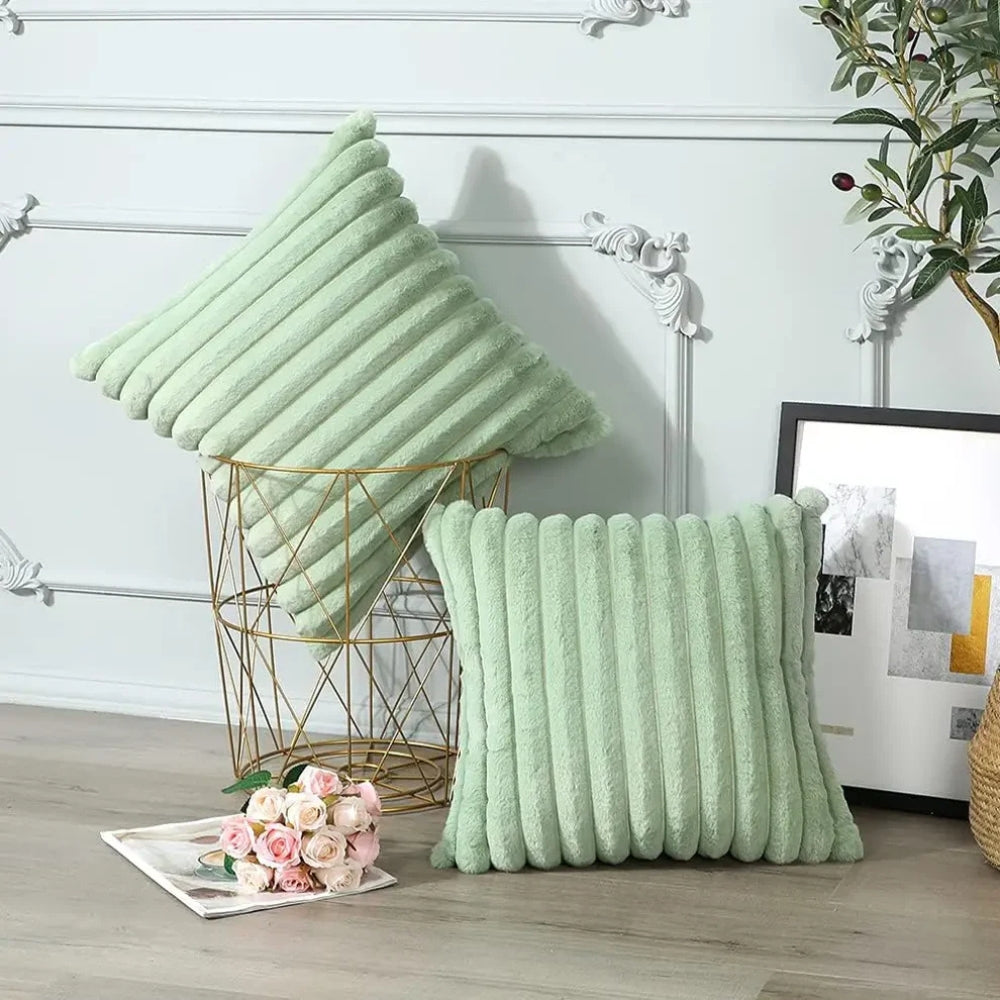 CozyNest | Green Fluffy Cushion Cover