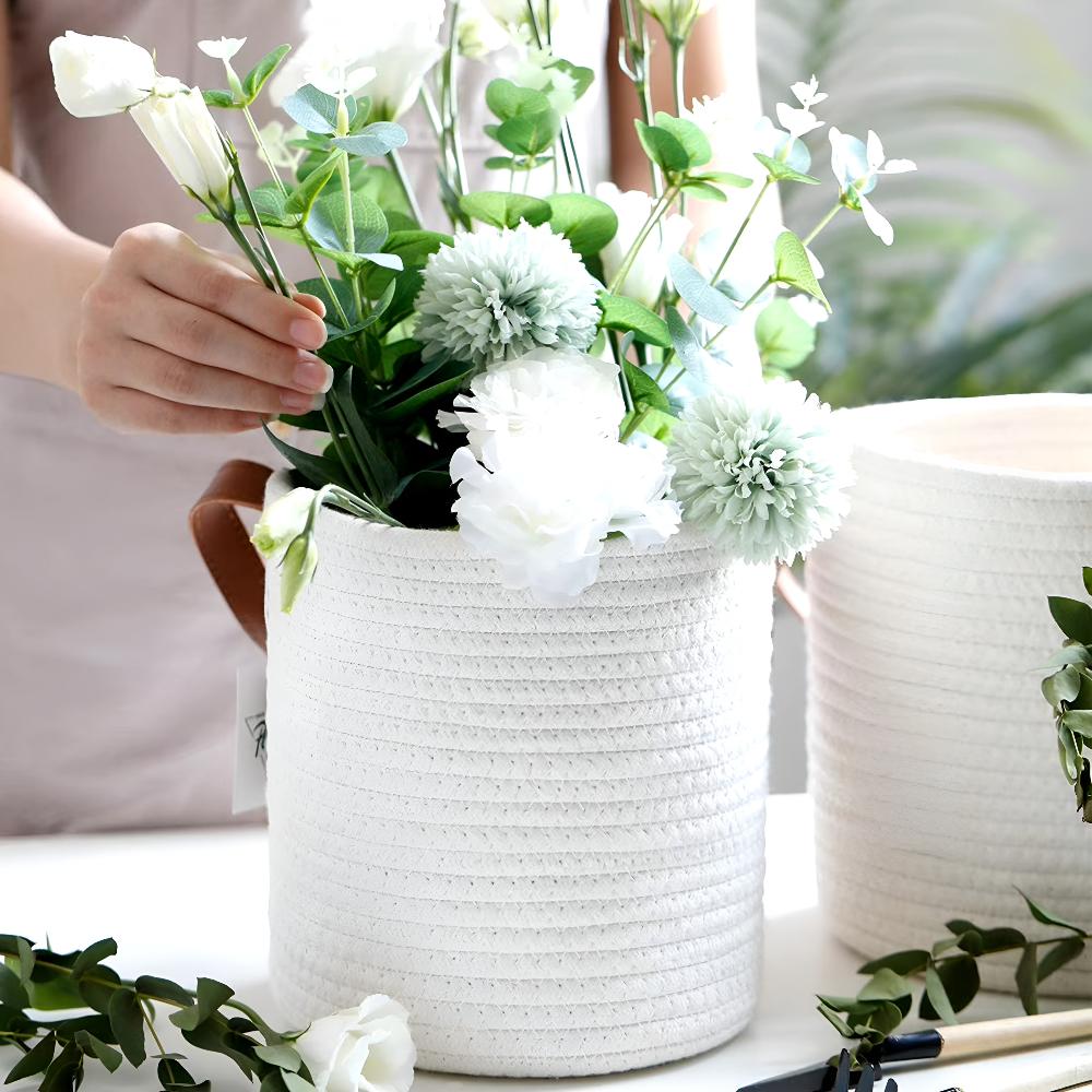 CozyNest | Woven Cotton Rope Hanging Basket 2pc Set