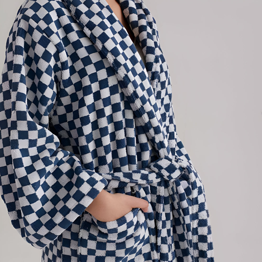Cloud Weave | Checkerboard Pattern Bathrobe