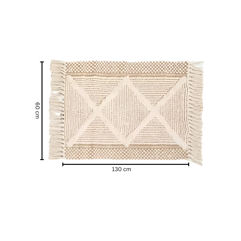 CozyHome | Beige Textured Fringe Tassel Rug