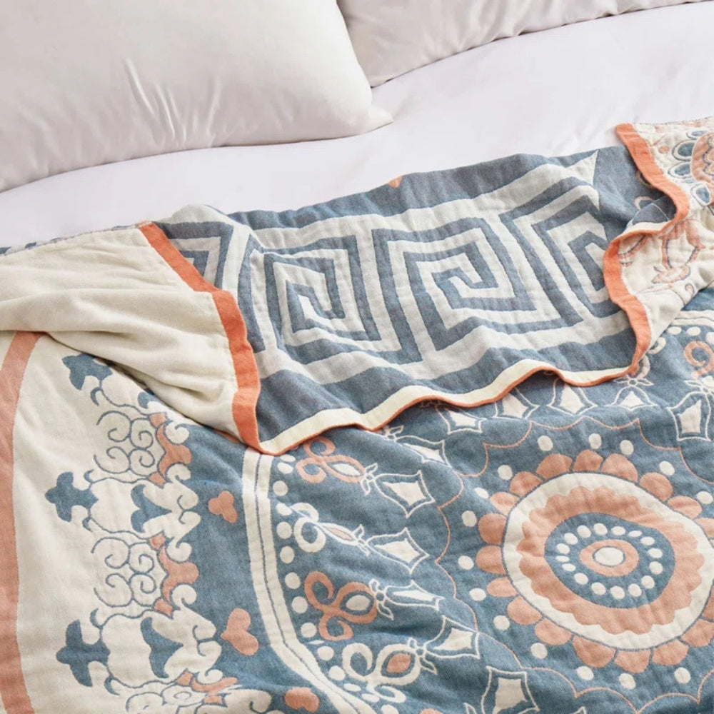 CozyWeave | Breathable Cotton Geometric Design Blanket