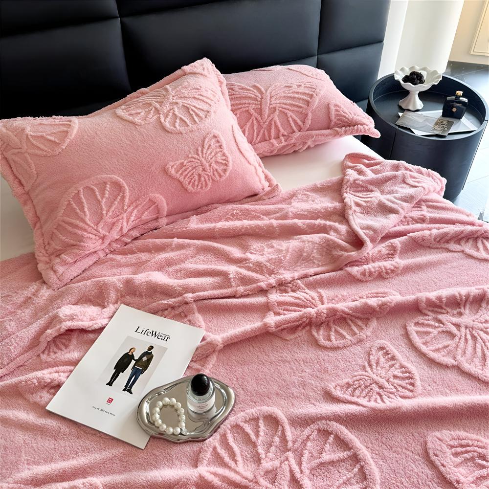 CozyNest | Butterfly Jacquard Flannel Blanket