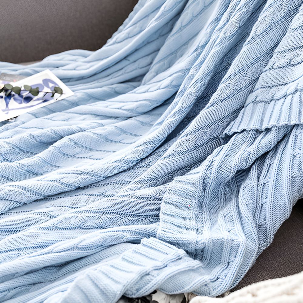 CozyWeave | Braid Knitted Cotton Throw Blanket