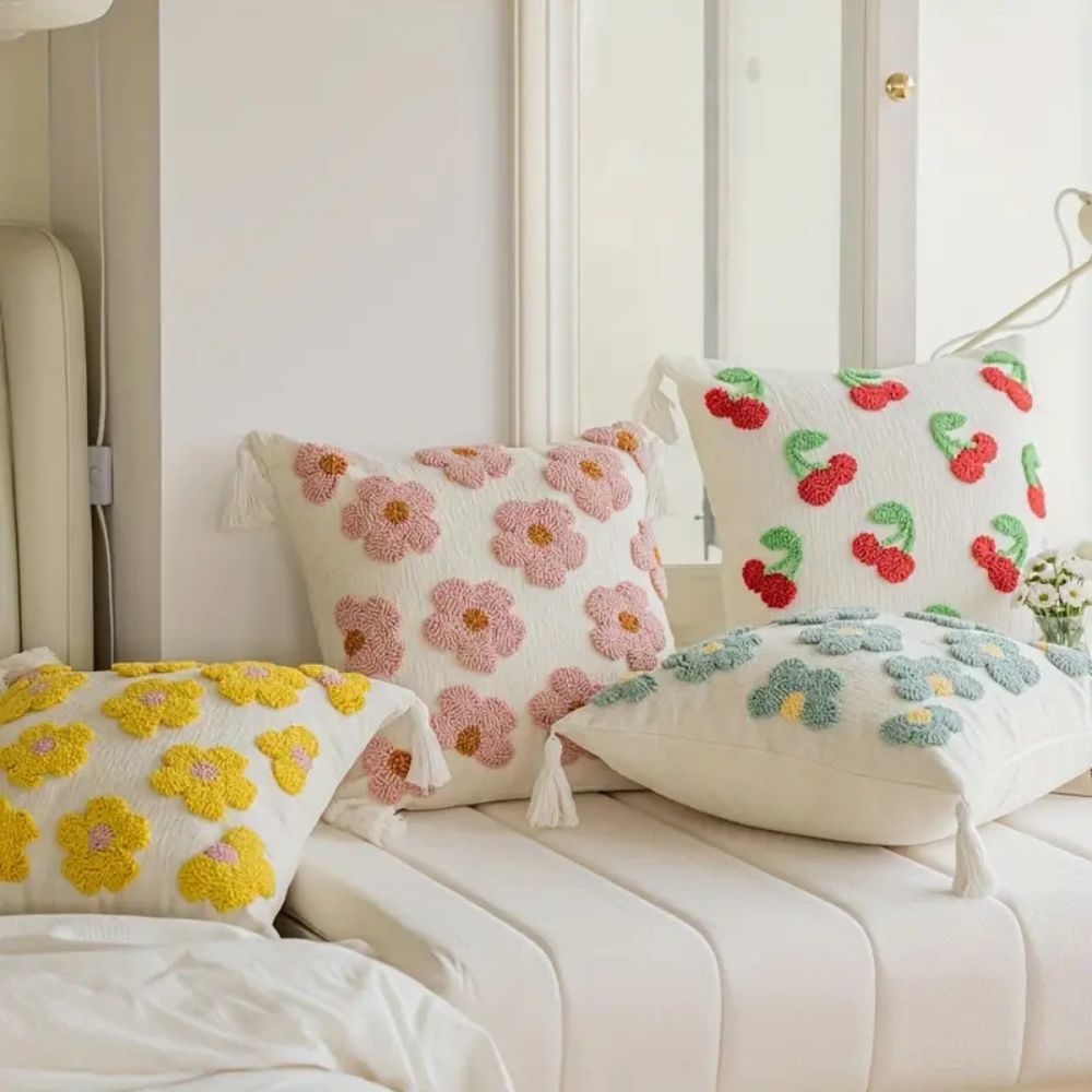 BohoNest | Tassel-Trimmed Floral Cushions
