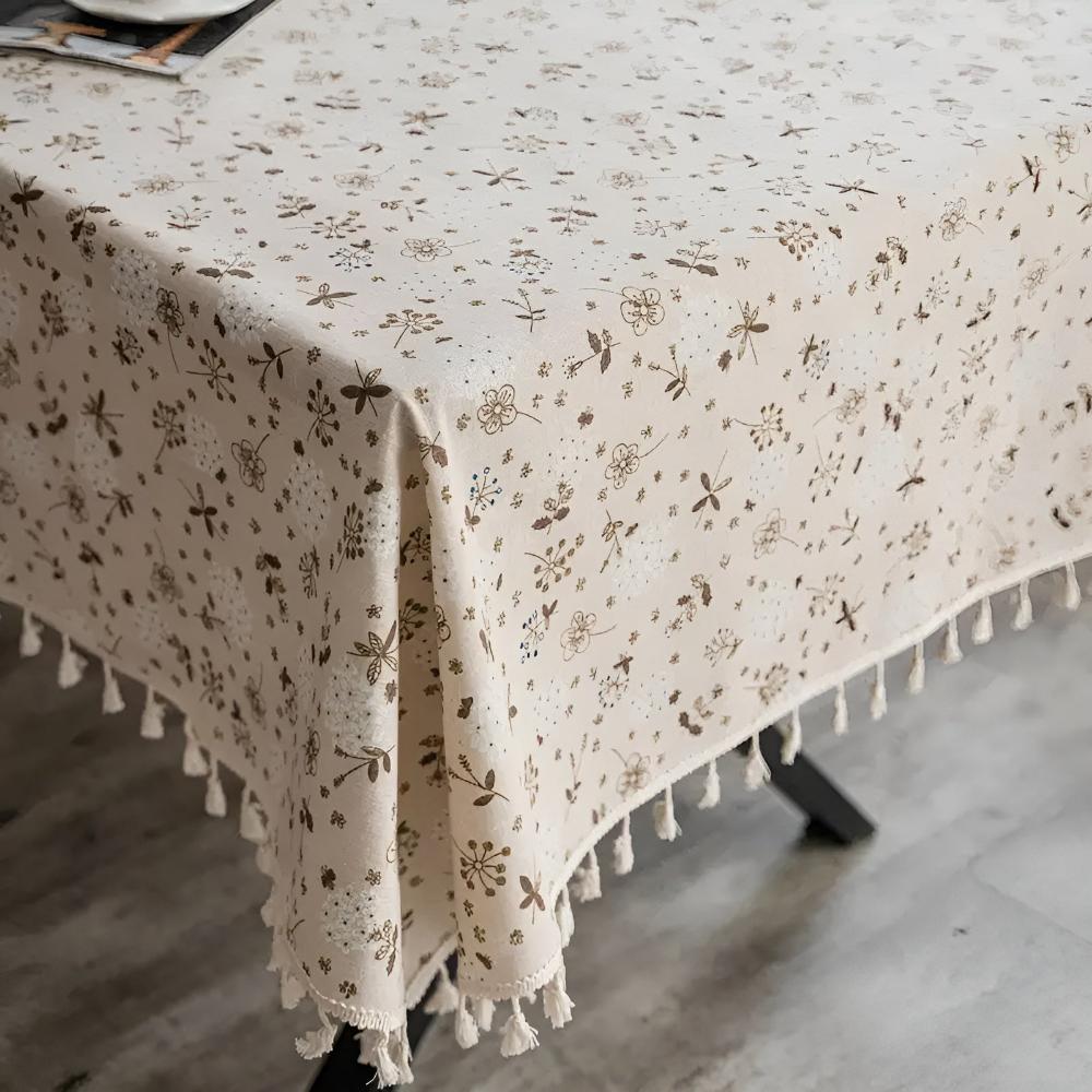 Dandelion | Beige Tassel Tablecloth For Dining Table Decor