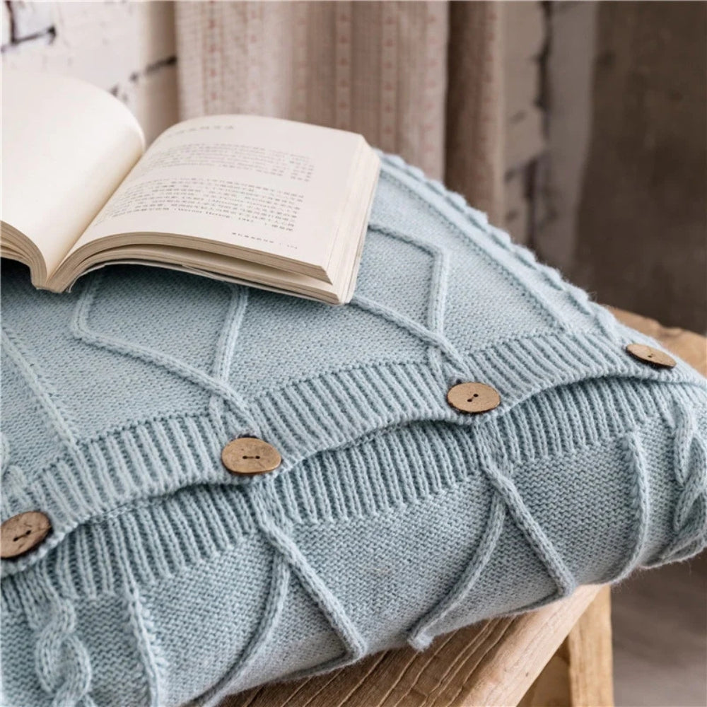 CozyNest | Button Closure Knit Cushion Cover