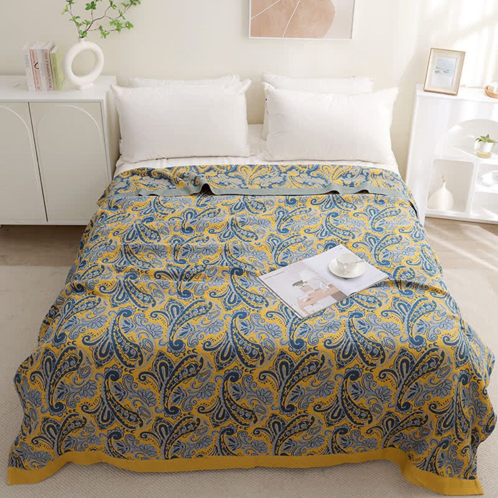 AzureHome | Golden Retro Cotton Blanket