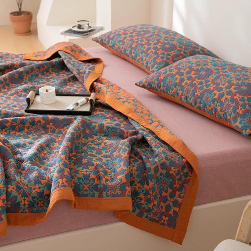 CitrusCozy | Six Layer Cotton Blanket Citrus Sunrise