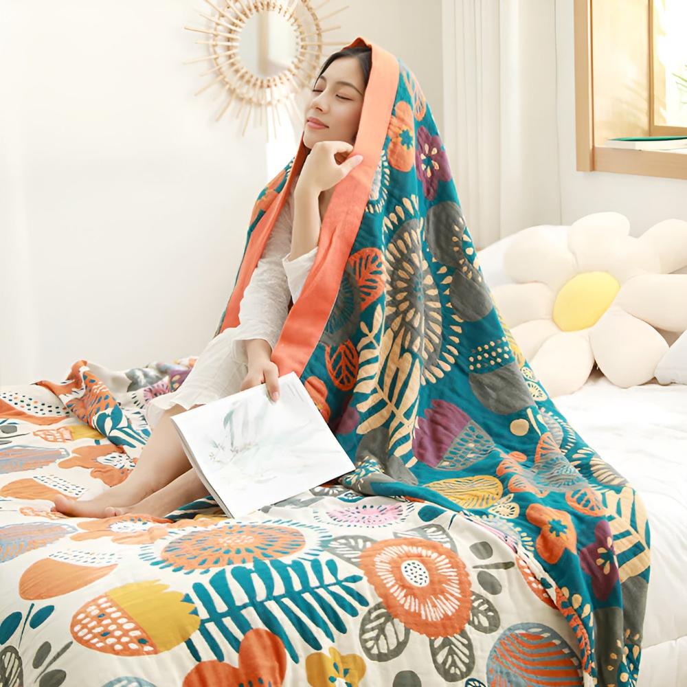 BohoCozy | Boho Cartoon Flower Throw Blanket