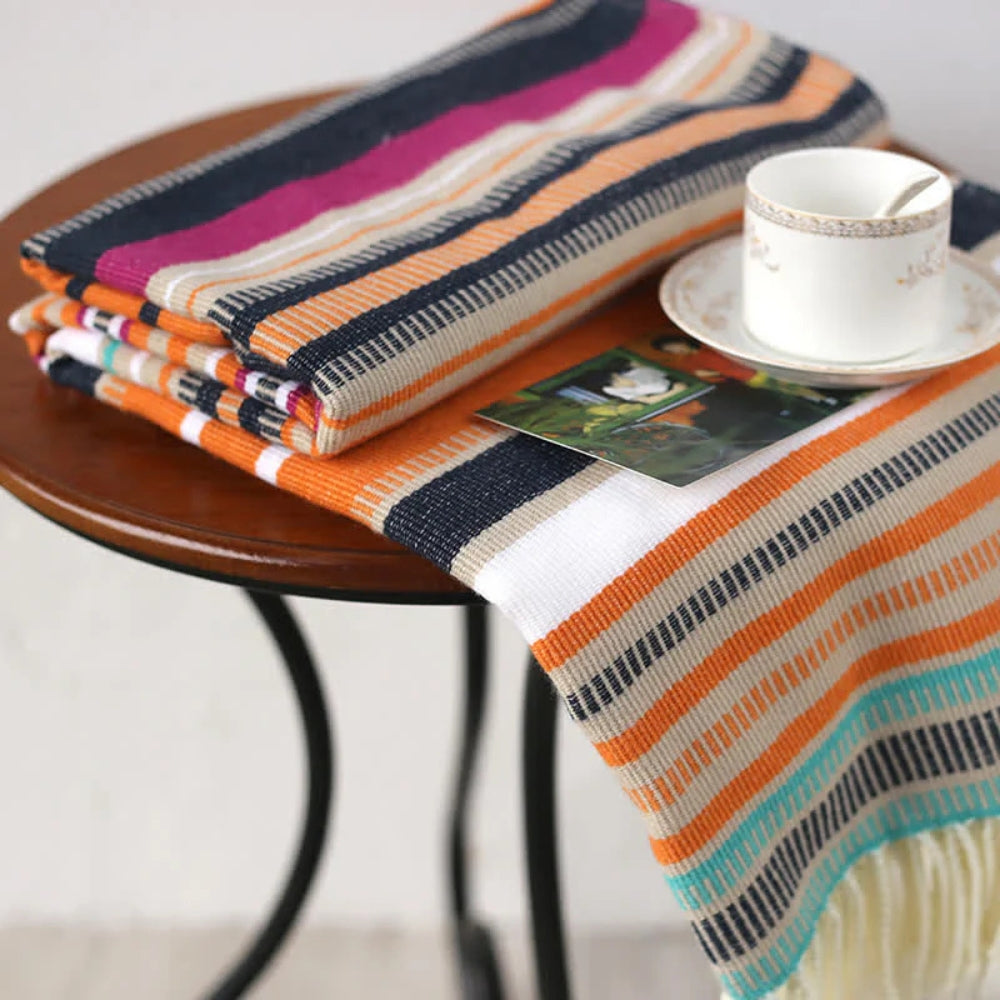 CozyHome | Rainbow Striped Tassel Throw Blanket