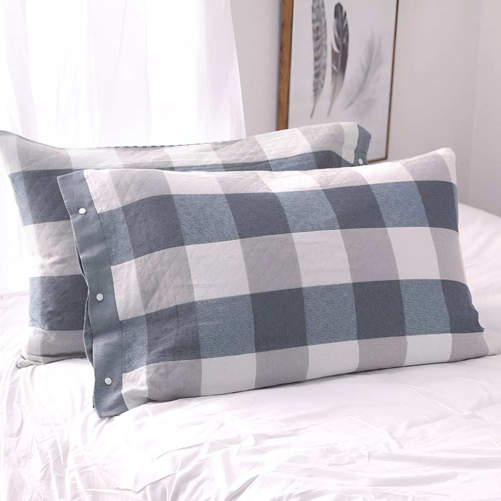 CozyHome | Checked & Striped Cotton Pillowcase