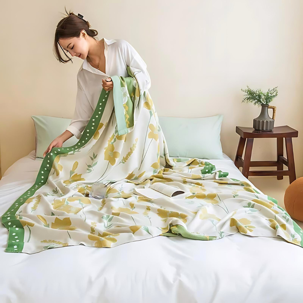 YellowLeaf | Cooling Blanket With Yellow Flower Design