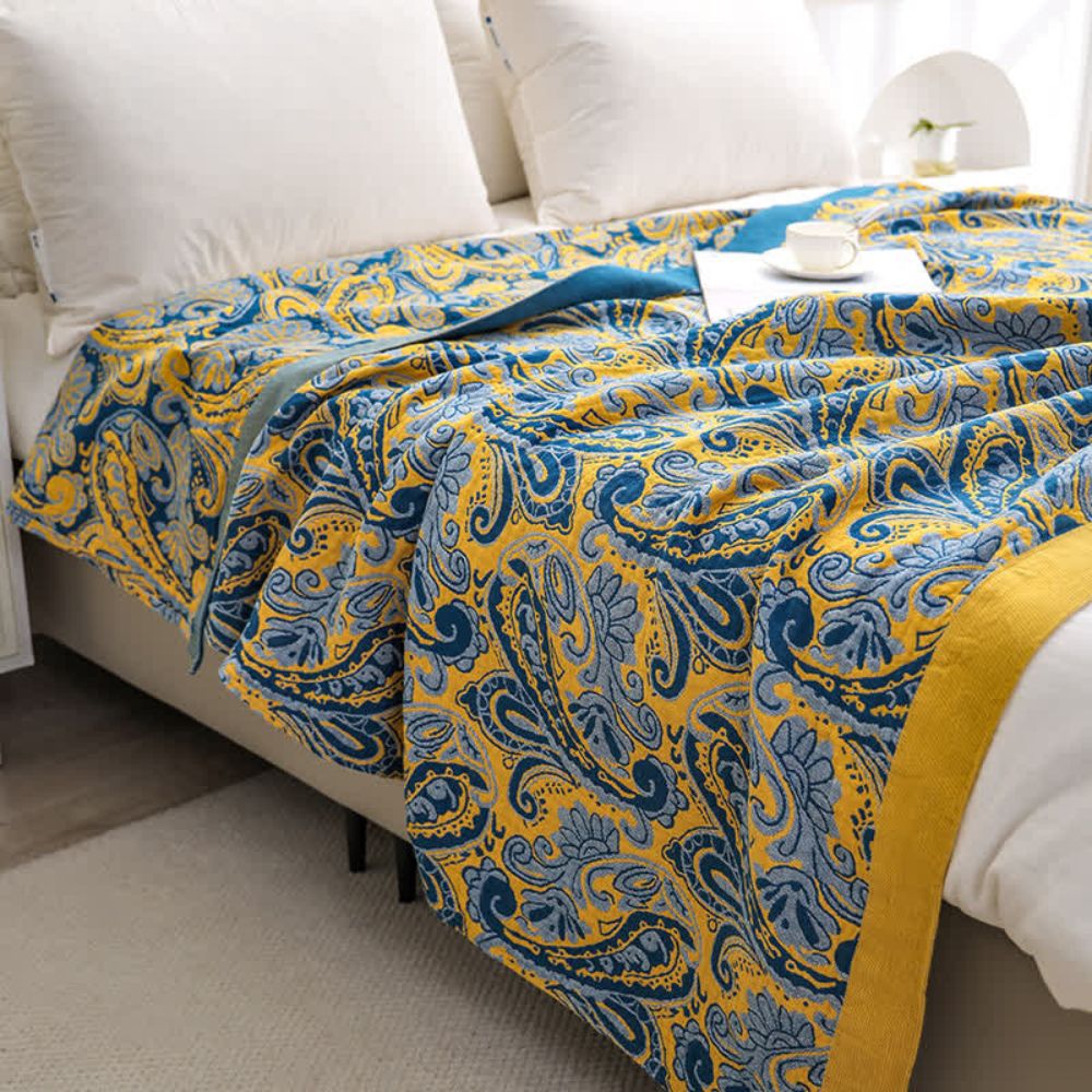 AzureHome | Golden Retro Cotton Blanket