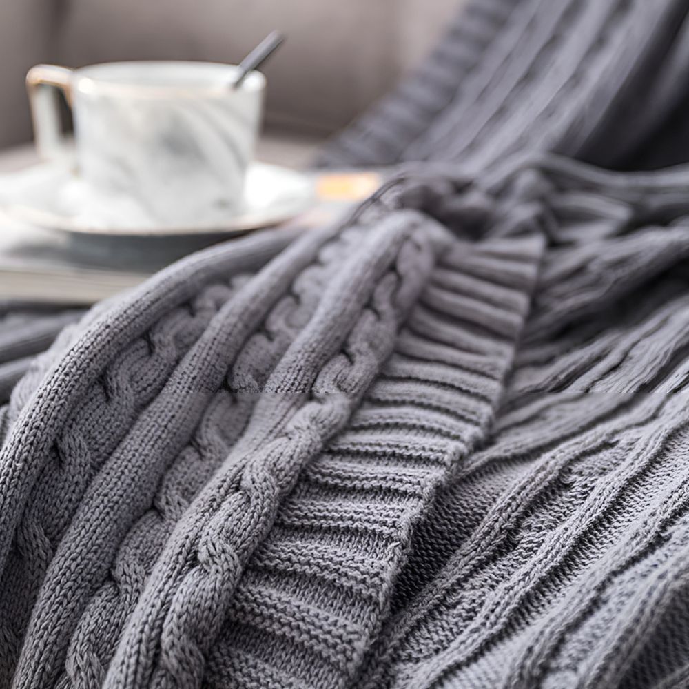 CozyWeave | Braid Knitted Cotton Throw Blanket