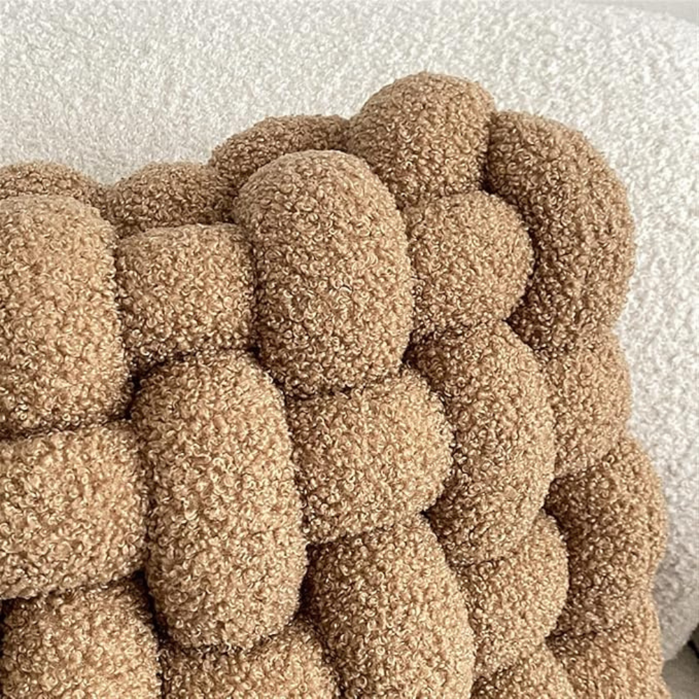 CozyNest | Plush Woven Knot Boucle Cushion